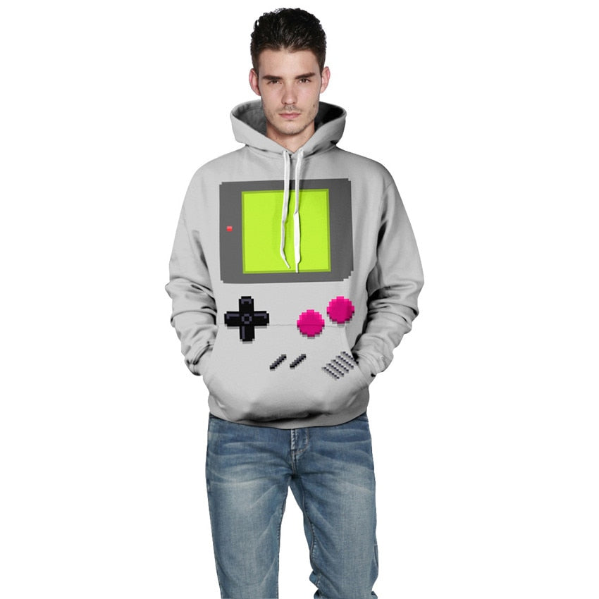 Gamer Retro Sweatshirt Streetwear Hoodie Allover Print - BernardoModa