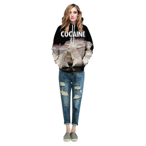 COCAINE Sweatshirt Streetwear Hoodie Allover Print - BernardoModa