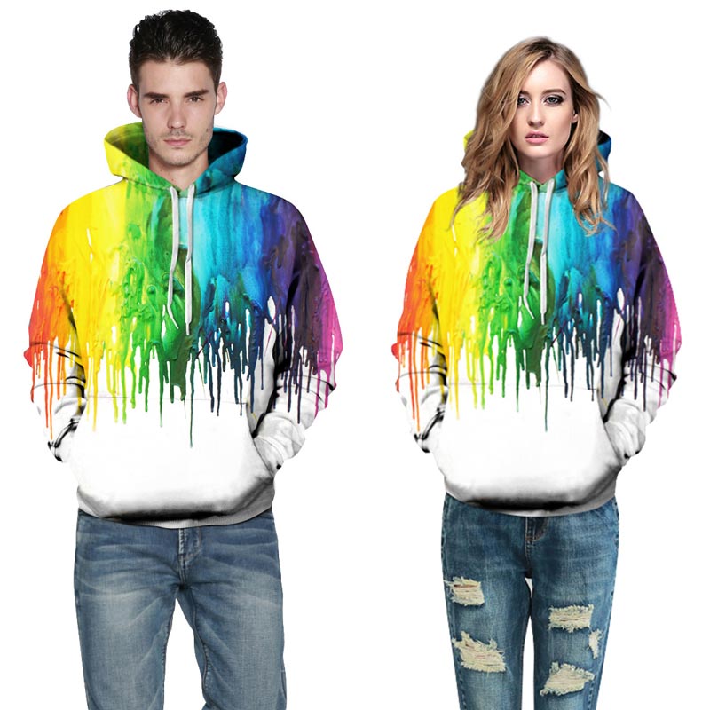 Rainbow Colorful Splash Sweatshirt Streetwear Hoodie Allover Print - BernardoModa