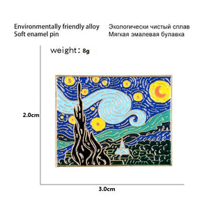 Van Gogh Oil Painting Beautiful Night Abstract Art Jewelry Gift For Friends Enamel Pin