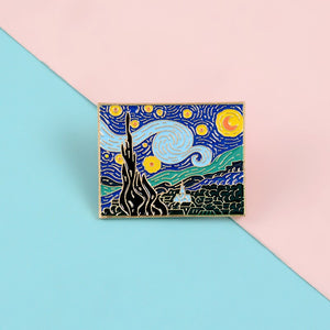 Van Gogh Oil Painting Beautiful Night Abstract Art Jewelry Gift For Friends Enamel Pin