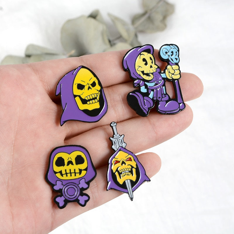 9Styles Skeletor purple hood Classic Cartoon Jewelry Enamel Pin