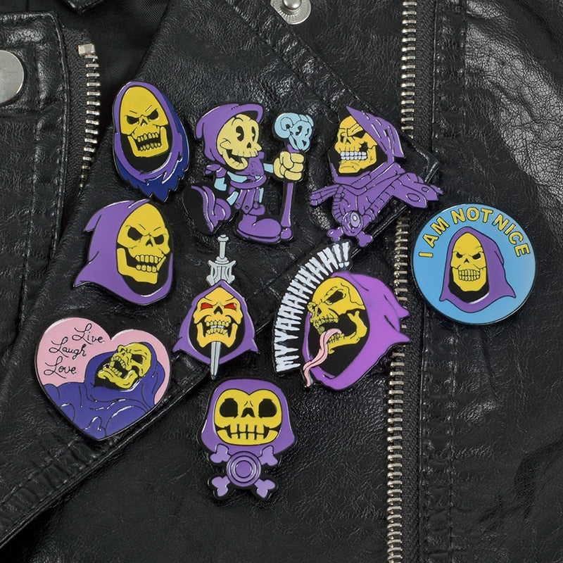 9Styles Skeletor purple hood Classic Cartoon Jewelry Enamel Pin