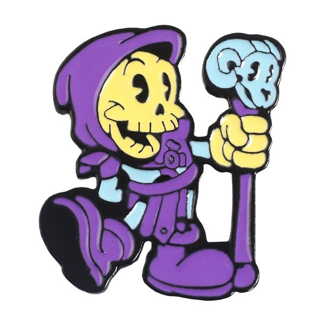 9Styles Skeletor purple hood Classic Cartoon Jewelry Enamel Pin