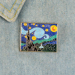 Van Gogh Oil Painting Beautiful Night Abstract Art Jewelry Gift For Friends Enamel Pin