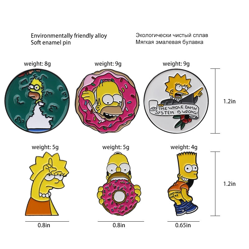 Simpsons Homer Bart Lisa Enamel pins Jewelry Gift Enamel Pin 2