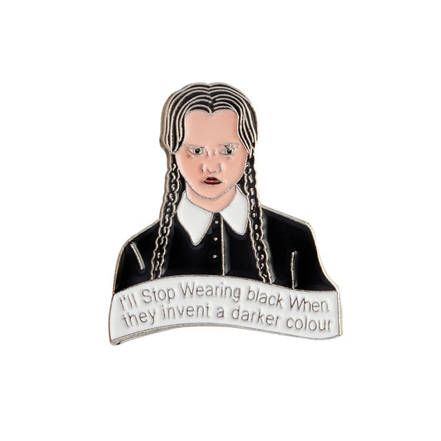 Movie Role Enamel Edgar Allan Poe Wednesday Fry Jewelry Enamel Pin