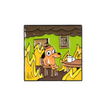 THIS IS FINE Cartoon Dog Meme Animal Enamel Pin