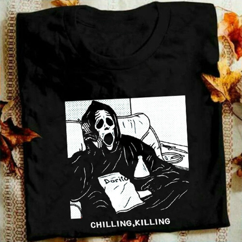 Chilling Killing Horror Skull Art Punk Tee