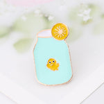 Lemonade Milk Juice Drink Lemon Glass Jewelry Gift Enamel Pin