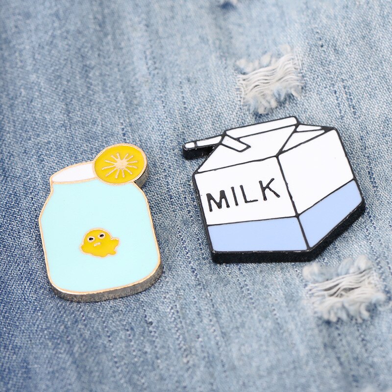 Lemonade Milk Juice Drink Lemon Glass Jewelry Gift Enamel Pin