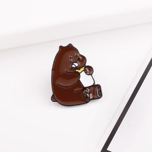 Cute Bear Metal Enamel Pin Polar Bear Panda Brown Bear Cartoon Animal Jewelry Gift Enamel Pin