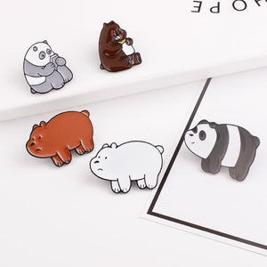 Cute Bear Metal Enamel Pin Polar Bear Panda Brown Bear Cartoon Animal Jewelry Gift Enamel Pin