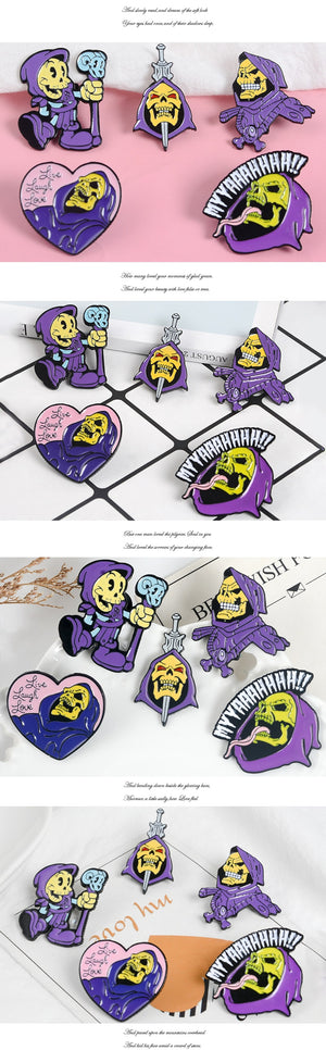 9Styles Skeletor purple hood Classic Cartoon Jewelry Enamel Pin