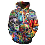 Skull Paint Eye Flowers Aesthetic Sweatshirt Streetwear Hoodie Allover - BernardoModa