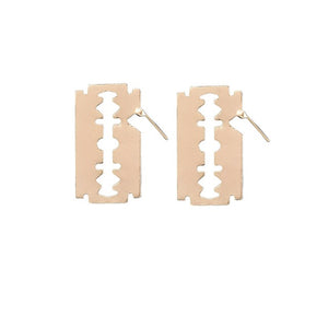 Unisex Aesthetic Punk Golden Razor Blade Shape Earrings - BernardoModa