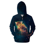 Galaxy Cute Kitten Zipper Sweatshirt Streetwear Hoodie Allover - BernardoModa