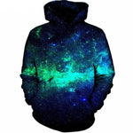 Green Space Galaxy Sweatshirt Streetwear Hoodie Allover Print - BernardoModa