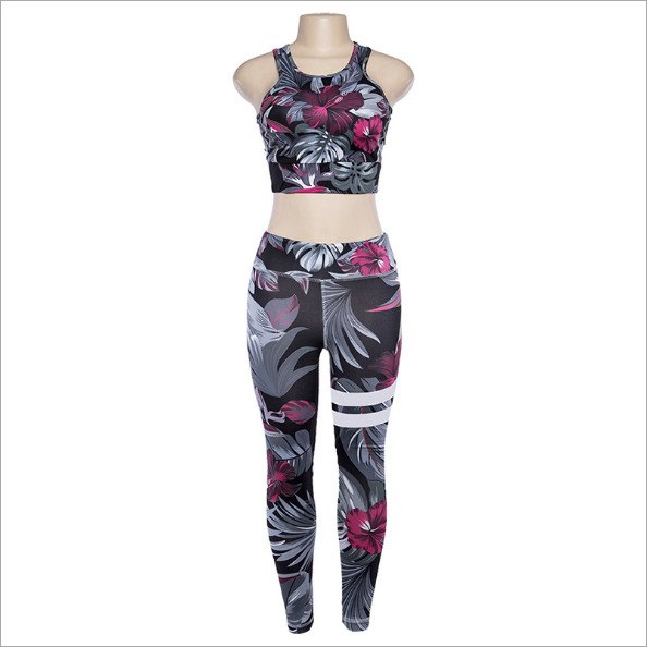 Another Flowers Design Sporting Suit Women's Two Piece Tracksuit Leggings And Tops - BernardoModa