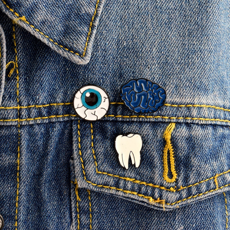 Tooth Eye Brain Cartoon Pins Jewelry Enamel Pin collection