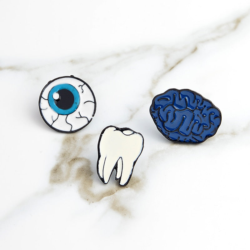 Tooth Eye Brain Cartoon Pins Jewelry Enamel Pin collection