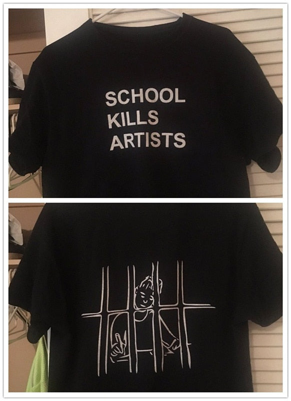 School Kills Artists Double Print Aesthetics Graphic Tee - BernardoModa