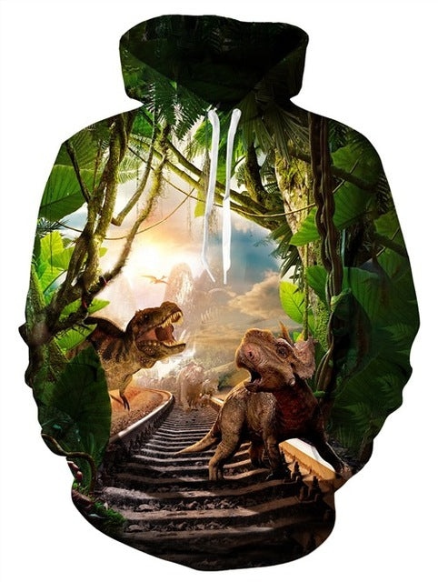 Dinosaur Sloth Galaxy Sweatshirt Streetwear Hoodie Allover Print - BernardoModa