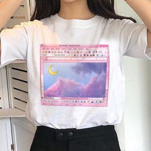 Gothic Sailor Moon Cute Pink Harajuku Summer Female T shirt - BernardoModa