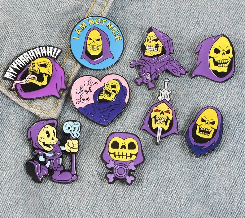 9Styles Skeletor purple hood Classic Cartoon Jewelry Enamel Pin