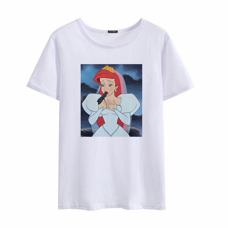 Disney Princess Middle finger White Tee - BernardoModa